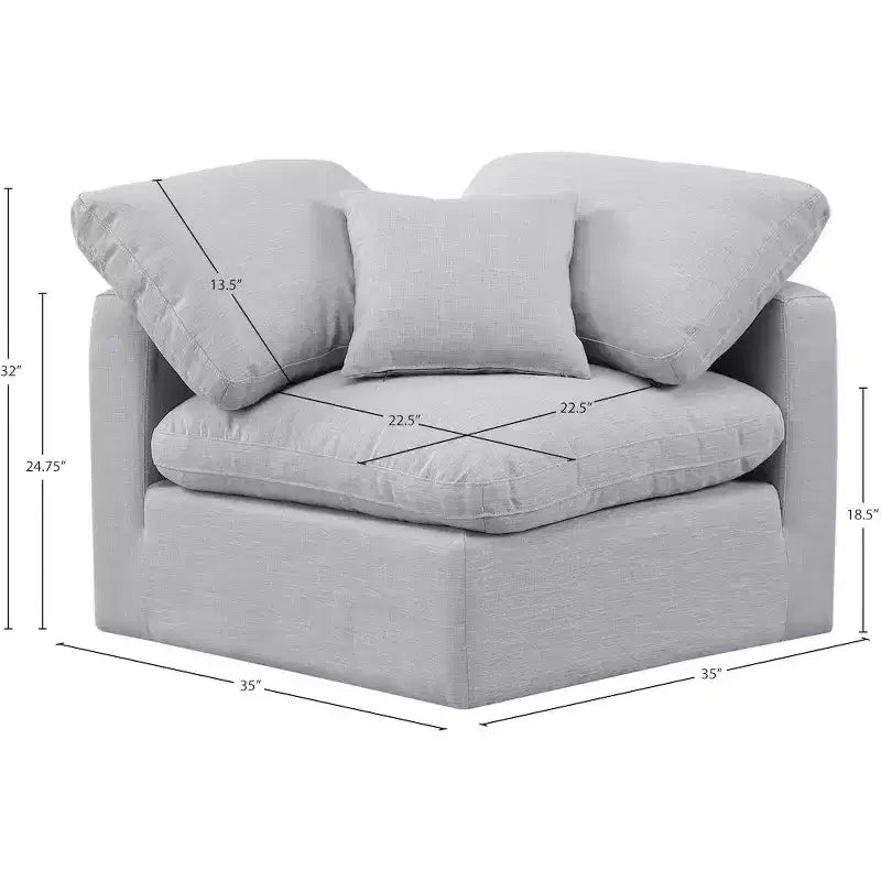 Sedia angolare in tessuto effetto lino – Beige / Nero / Crema / Grigio / Blu navy / Bianco, 1 posto a sedere