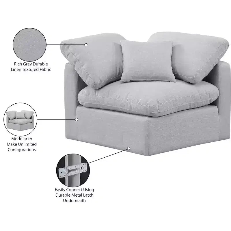 Sedia angolare in tessuto effetto lino – Beige / Nero / Crema / Grigio / Blu navy / Bianco, 1 posto a sedere