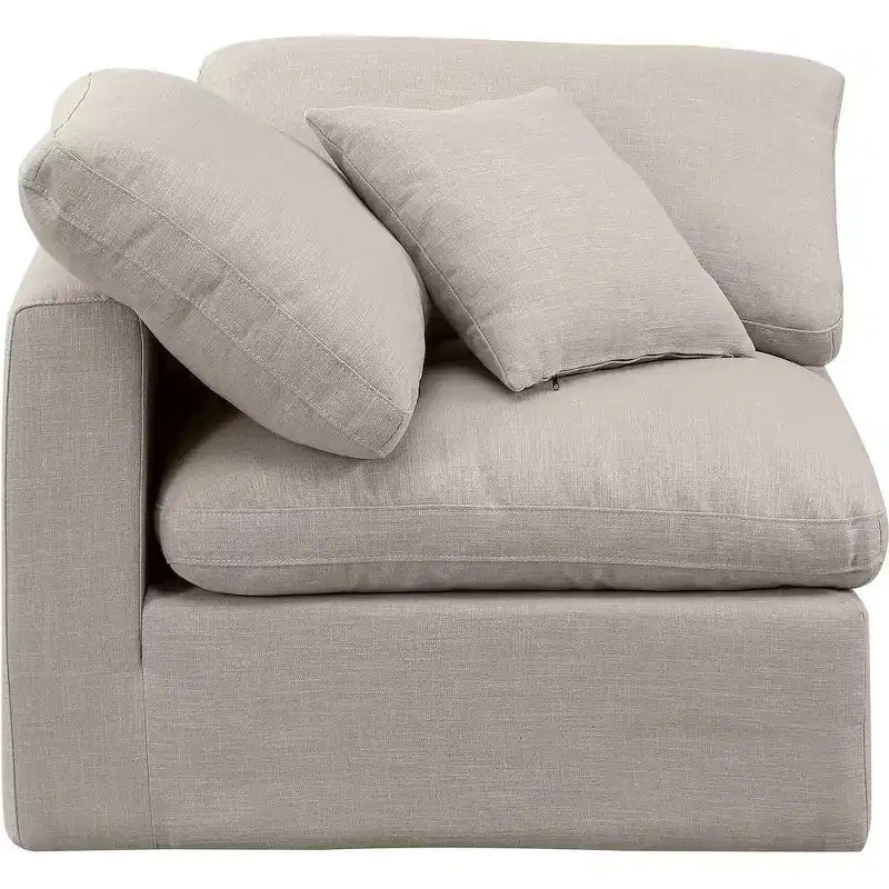 Sedia angolare in tessuto effetto lino – Beige / Nero / Crema / Grigio / Blu navy / Bianco, 1 posto a sedere