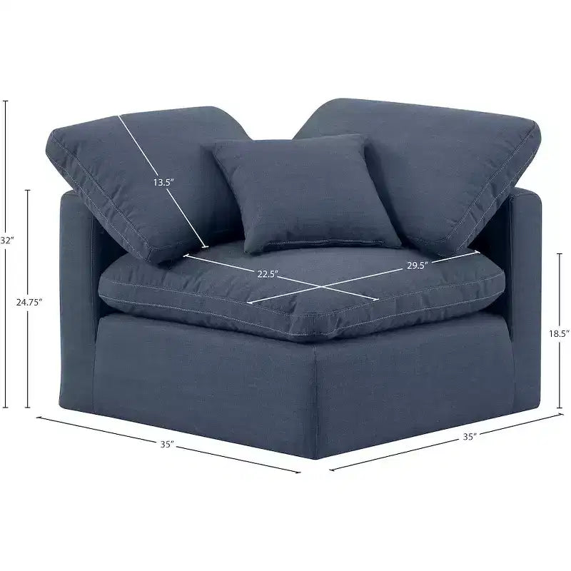 Sedia angolare in tessuto effetto lino – Beige / Nero / Crema / Grigio / Blu navy / Bianco, 1 posto a sedere