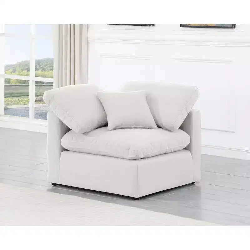 Sedia angolare in tessuto effetto lino – Beige / Nero / Crema / Grigio / Blu navy / Bianco, 1 posto a sedere