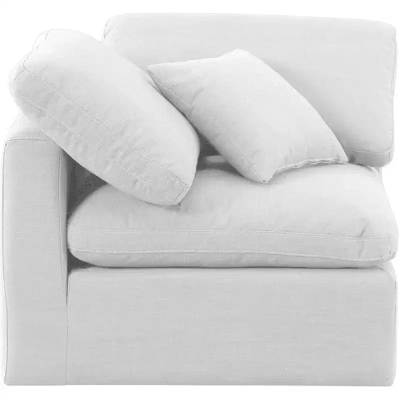 Sedia angolare in tessuto effetto lino – Beige / Nero / Crema / Grigio / Blu navy / Bianco, 1 posto a sedere