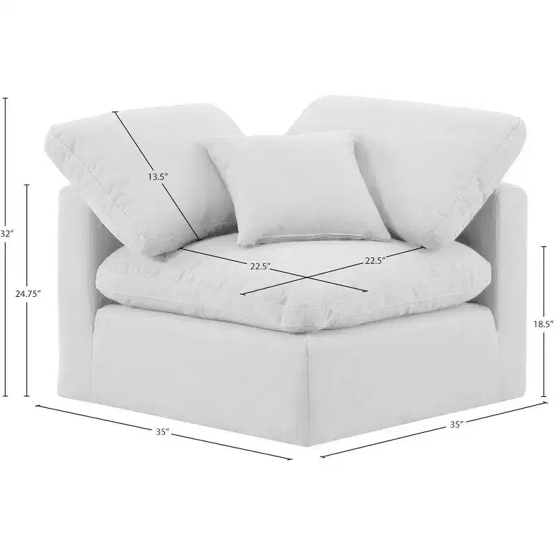Sedia angolare in tessuto effetto lino – Beige / Nero / Crema / Grigio / Blu navy / Bianco, 1 posto a sedere