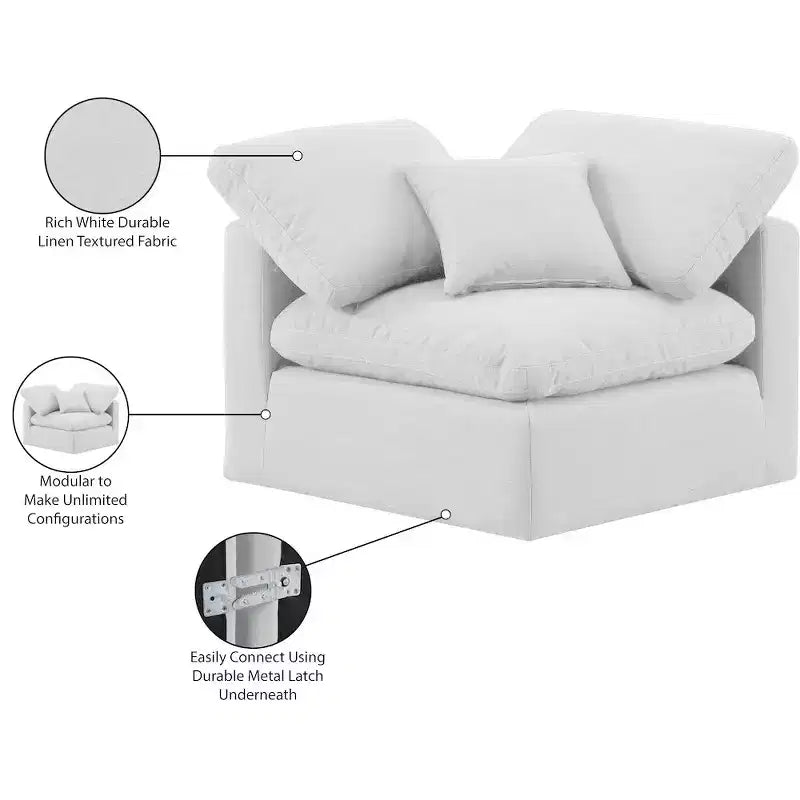 Sedia angolare in tessuto effetto lino – Beige / Nero / Crema / Grigio / Blu navy / Bianco, 1 posto a sedere