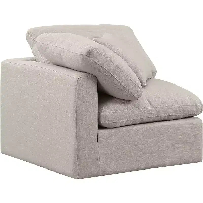 Sedia angolare in tessuto effetto lino – Beige / Nero / Crema / Grigio / Blu navy / Bianco, 1 posto a sedere