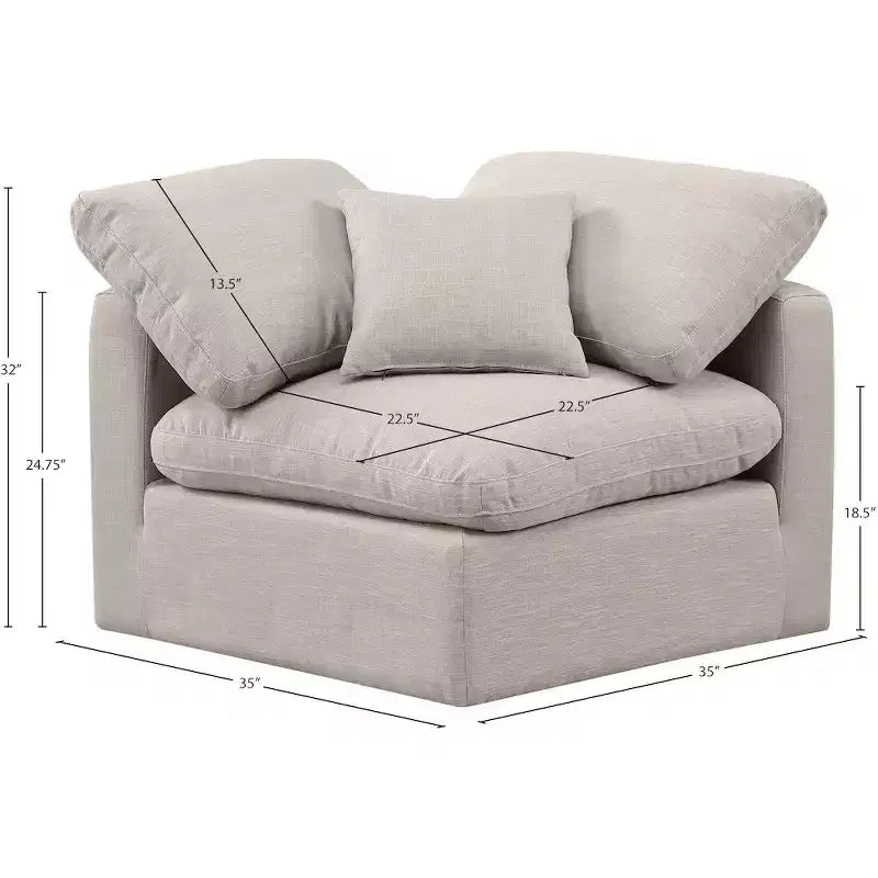 Sedia angolare in tessuto effetto lino – Beige / Nero / Crema / Grigio / Blu navy / Bianco, 1 posto a sedere