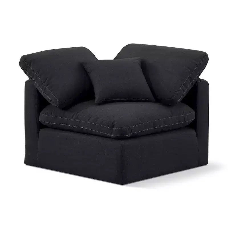 Sedia angolare in tessuto effetto lino – Beige / Nero / Crema / Grigio / Blu navy / Bianco, 1 posto a sedere