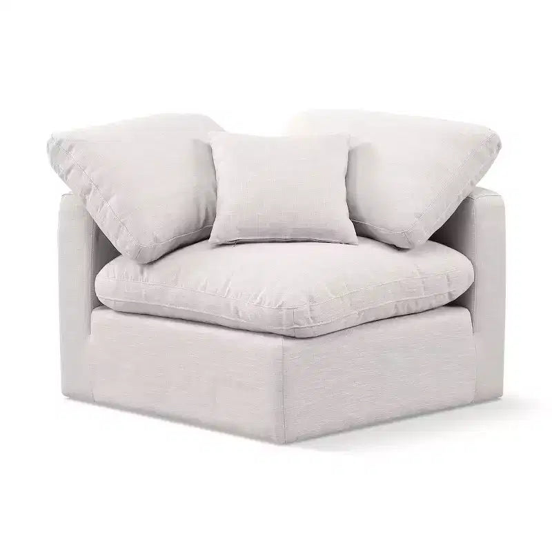 Sedia angolare in tessuto effetto lino – Beige / Nero / Crema / Grigio / Blu navy / Bianco, 1 posto a sedere