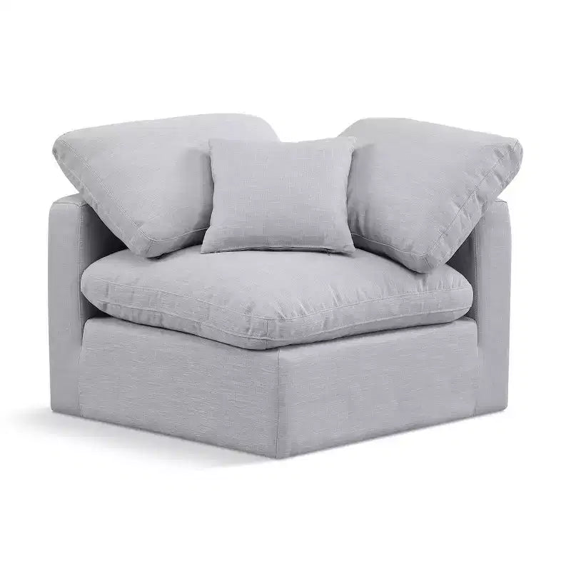 Sedia angolare in tessuto effetto lino – Beige / Nero / Crema / Grigio / Blu navy / Bianco, 1 posto a sedere