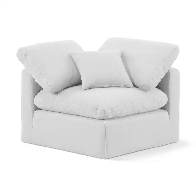 Sedia angolare in tessuto effetto lino – Beige / Nero / Crema / Grigio / Blu navy / Bianco, 1 posto a sedere