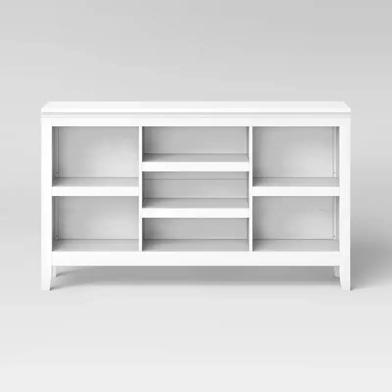 Libreria orizzontale color castagno con 4 ripiani regolabili, montaggio a 1 persona