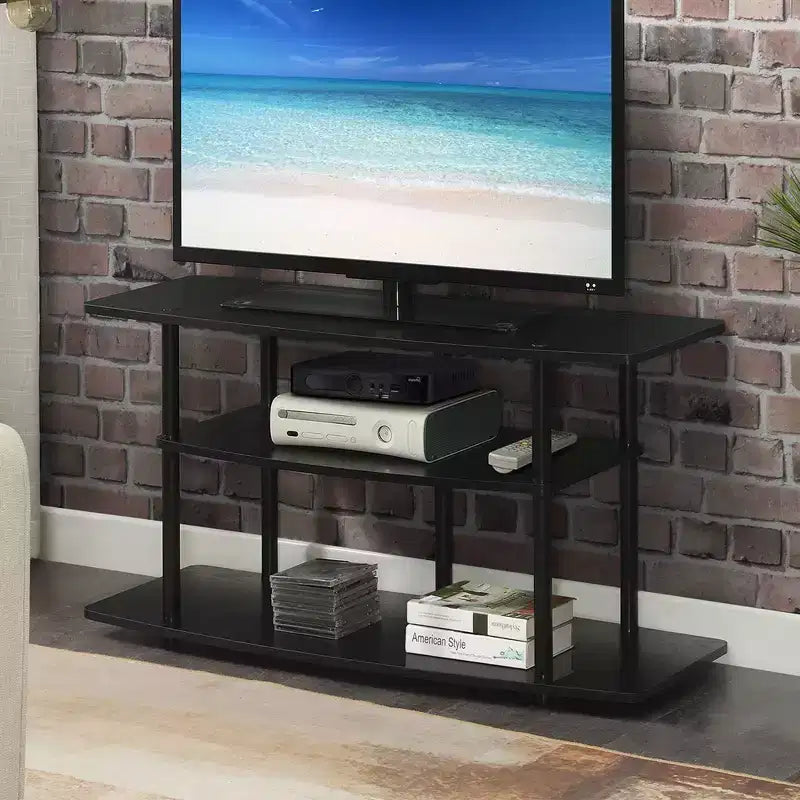 Mobile porta TV a 3 ripiani a giorno, Ciliegio / Nero / Nero Legno di Grana, Per 1 TV fino a 43"