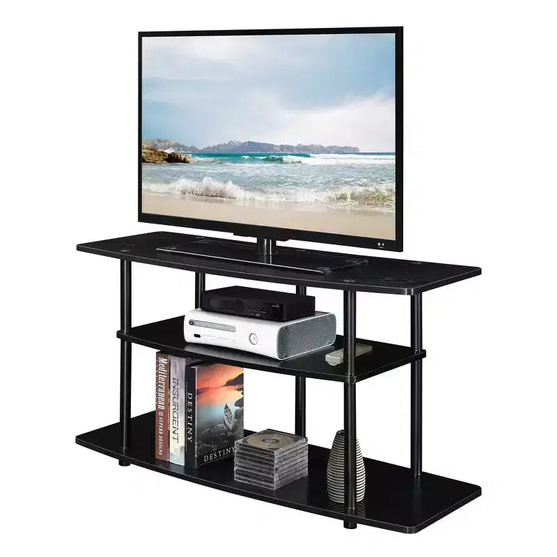 Mobile porta TV a 3 ripiani a giorno, Ciliegio / Nero / Nero Legno di Grana, Per 1 TV fino a 43"
