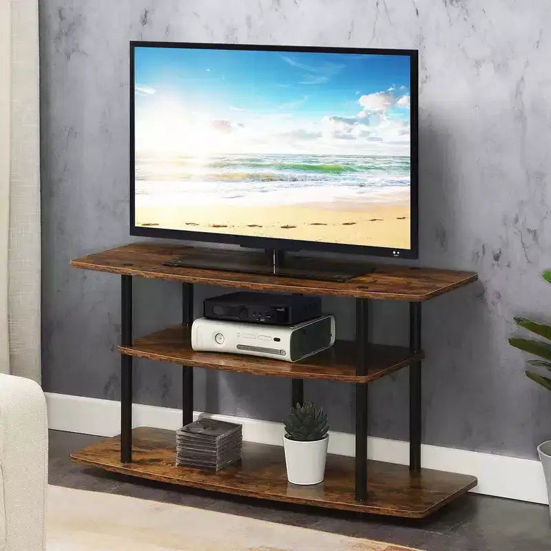 Mobile porta TV a 3 ripiani a giorno, Ciliegio / Nero / Nero Legno di Grana, Per 1 TV fino a 43"