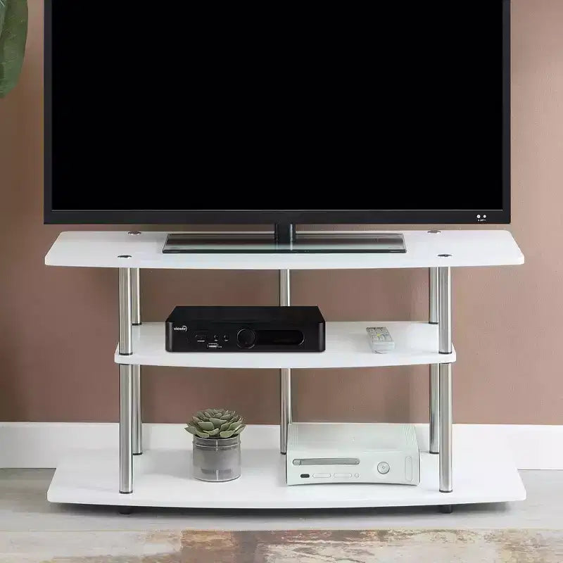 Mobile porta TV a 3 ripiani a giorno, Ciliegio / Nero / Nero Legno di Grana, Per 1 TV fino a 43"