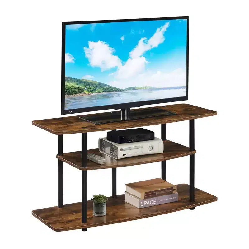 Mobile porta TV a 3 ripiani a giorno, Ciliegio / Nero / Nero Legno di Grana, Per 1 TV fino a 43"