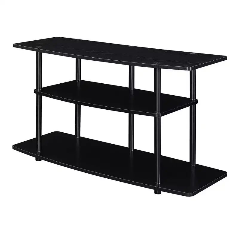 Mobile porta TV a 3 ripiani a giorno, Ciliegio / Nero / Nero Legno di Grana, Per 1 TV fino a 43"