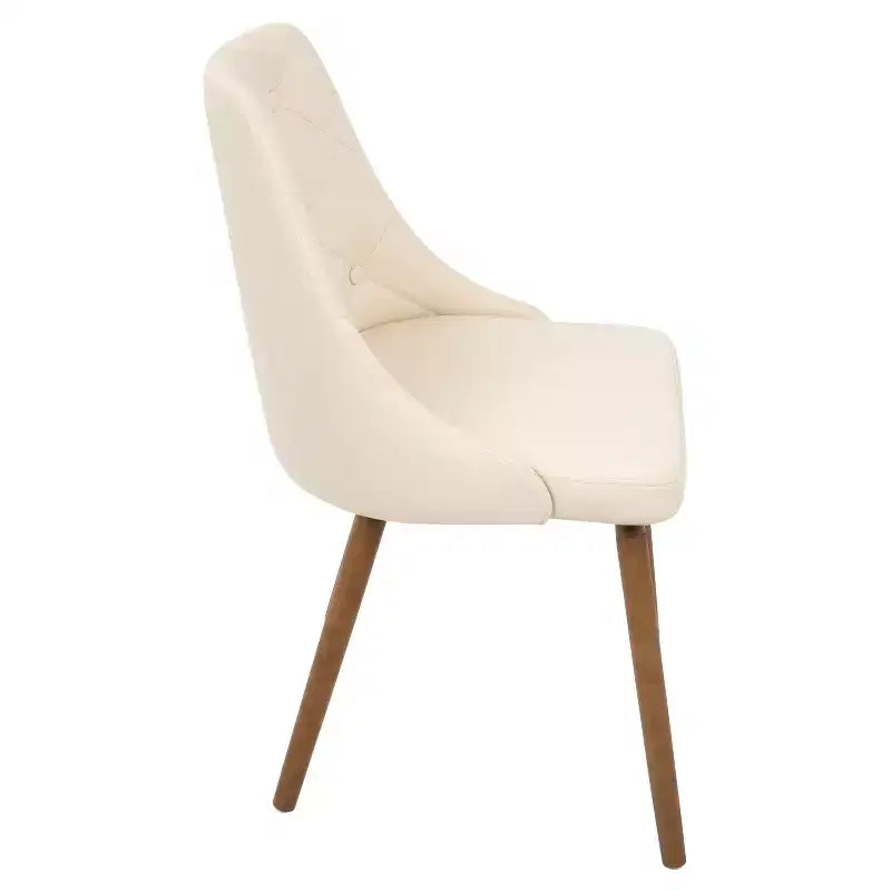 Sedia da pranzo senza braccioli moderna di metà secolo, color crema, Posti: 1