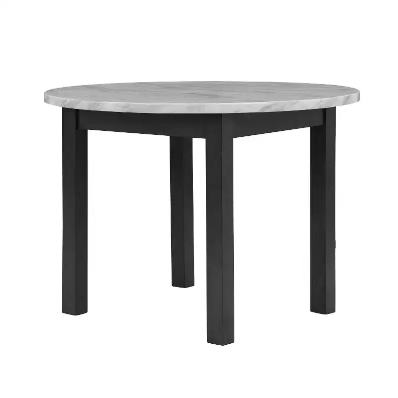 Set da pranzo rotondo a 5 pezzi in similmarmo grigio e bianco (4 posti)