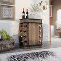 Credenza portavino in legno naturale effetto invecchiato, con portabottiglie da 8 posti, porta calici e cassetto, montaggio per 1 persona