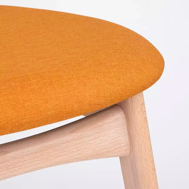 Set da pranzo rettangolare Mid-Century Modern 7 pezzi, naturale/arancione, 6 posti