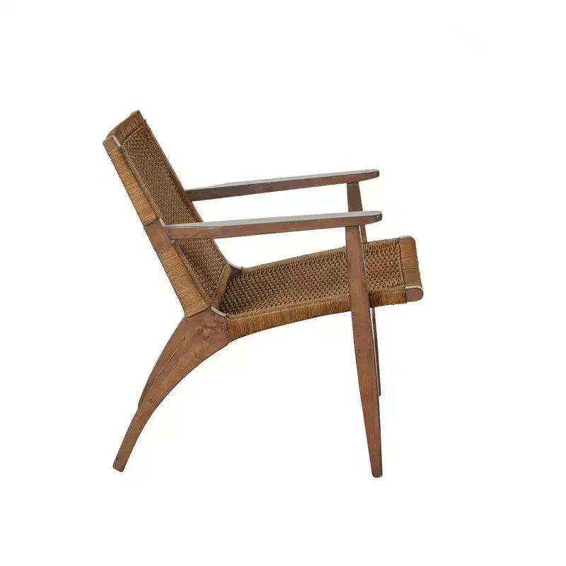 Sedia accent con braccioli in rattan naturale, 1 posto – Struttura in legno di mogano
