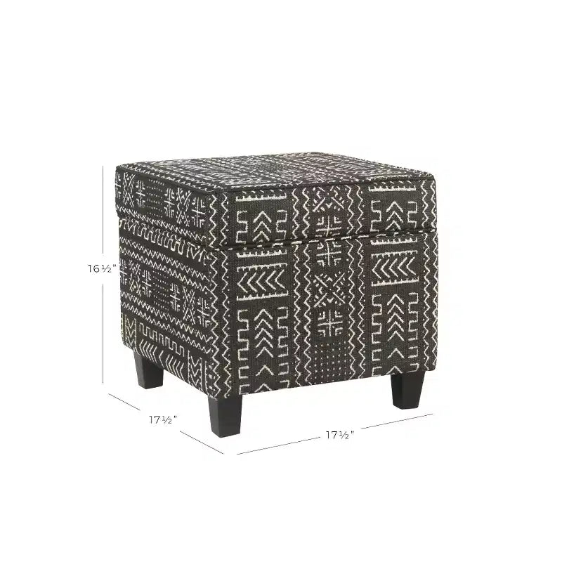 Pouf contenitore quadrato Onyx con piano sollevabile, imbottito, 1 posto