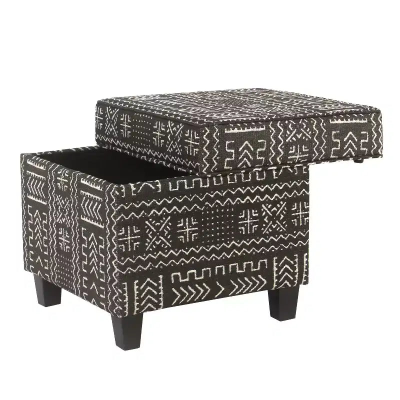Pouf contenitore quadrato Onyx con piano sollevabile, imbottito, 1 posto