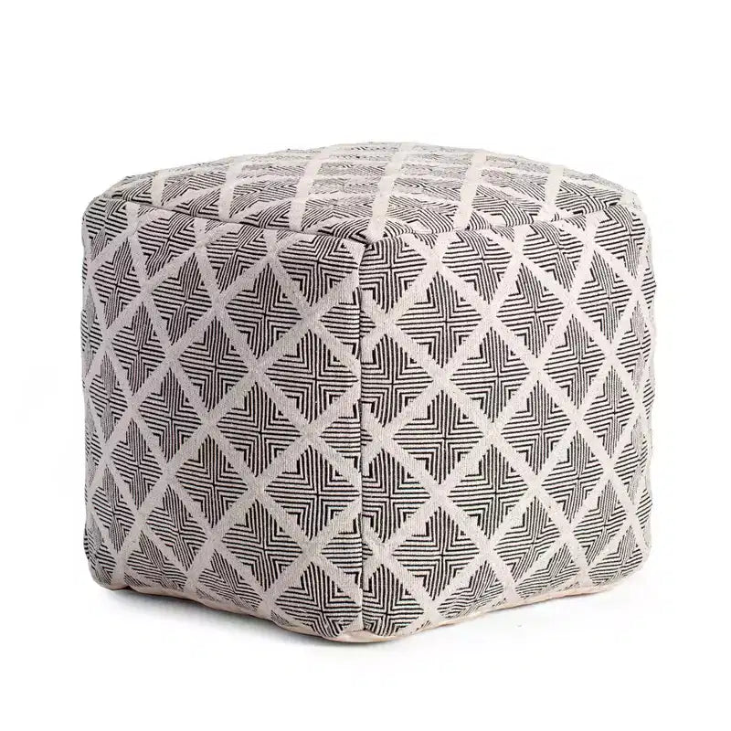 Pouf/Ottoman geometrico quadrato bianco e nero, 1 posto