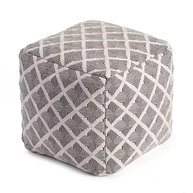 Pouf/Ottoman geometrico quadrato bianco e nero, 1 posto
