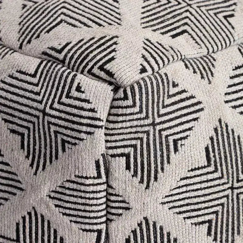 Pouf/Ottoman geometrico quadrato bianco e nero, 1 posto