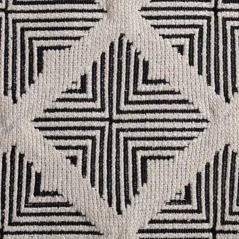 Pouf/Ottoman geometrico quadrato bianco e nero, 1 posto