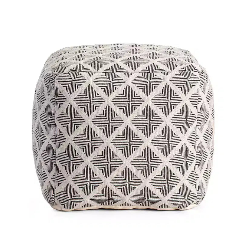 Pouf/Ottoman geometrico quadrato bianco e nero, 1 posto