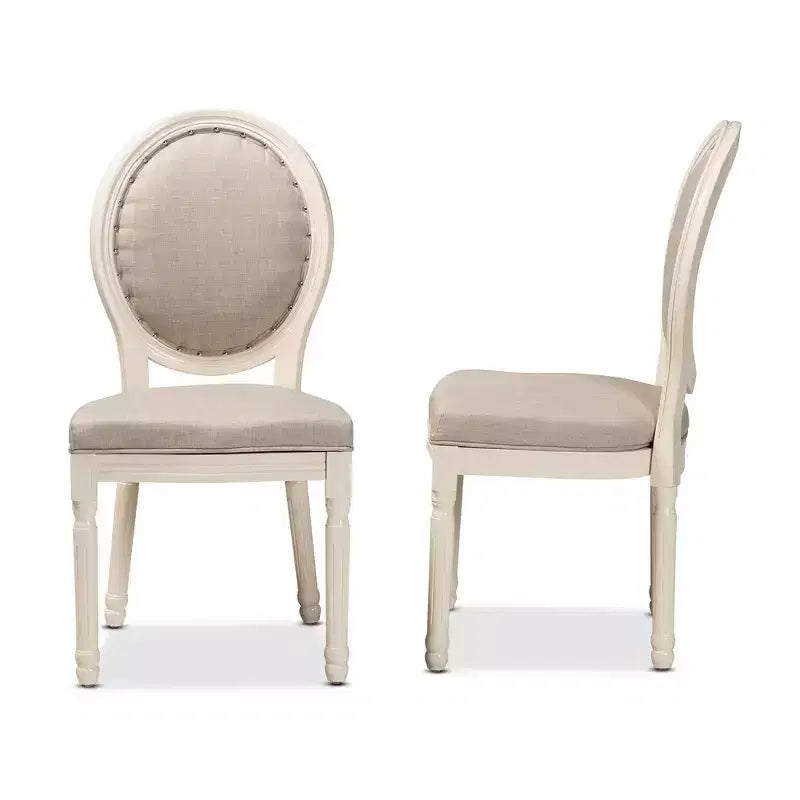 Sedie da pranzo imbottite grigie, senza braccioli, set da 2