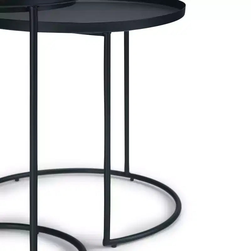 Tavolini da Caffè Rotondi Industriali Neri, Set da 2