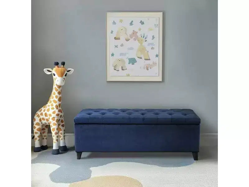 Panca contenitore trapuntata sabbia/blu/grigio, seduta singola