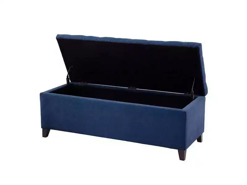 Panca contenitore trapuntata sabbia/blu/grigio, seduta singola