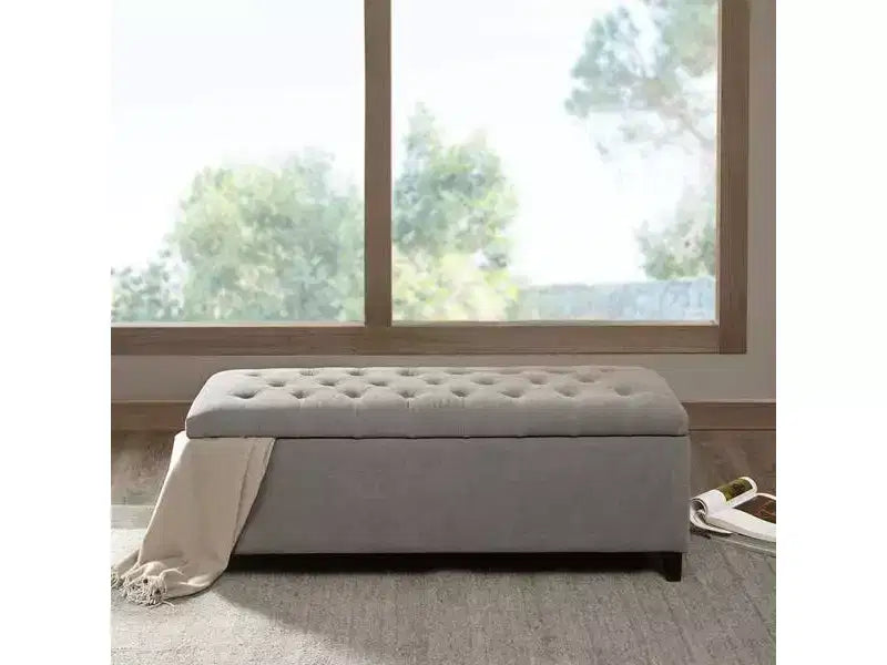 Panca contenitore trapuntata sabbia/blu/grigio, seduta singola