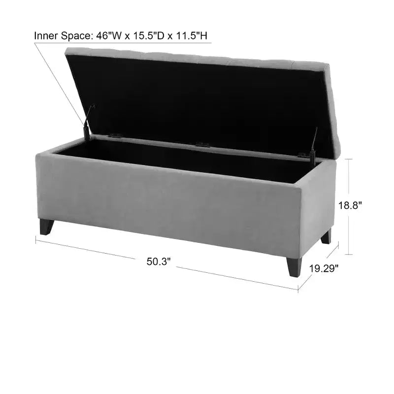 Panca contenitore trapuntata sabbia/blu/grigio, seduta singola