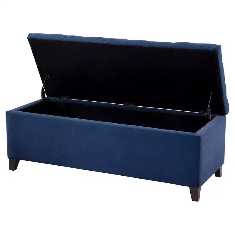 Panca contenitore trapuntata sabbia/blu/grigio, seduta singola