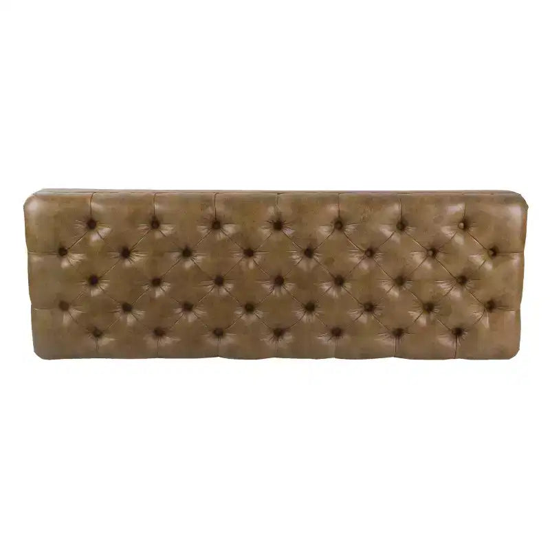 Panca imbottita trapuntata crema/marrone chiaro, 1 posto, rettangolare