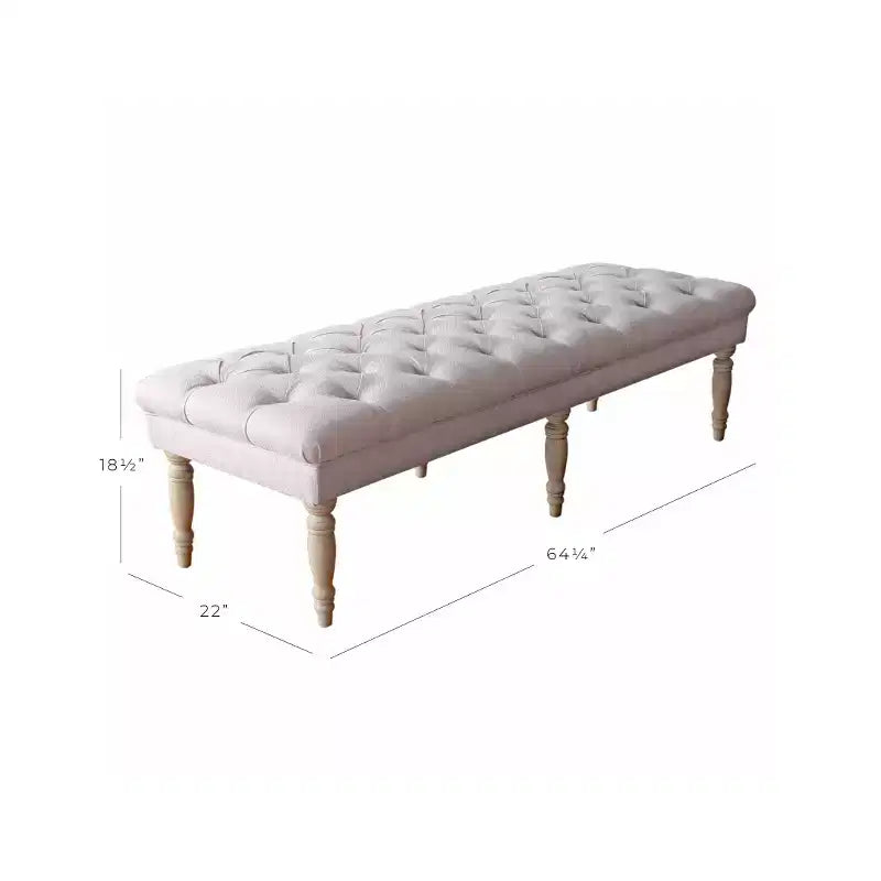 Panca imbottita trapuntata crema/marrone chiaro, 1 posto, rettangolare