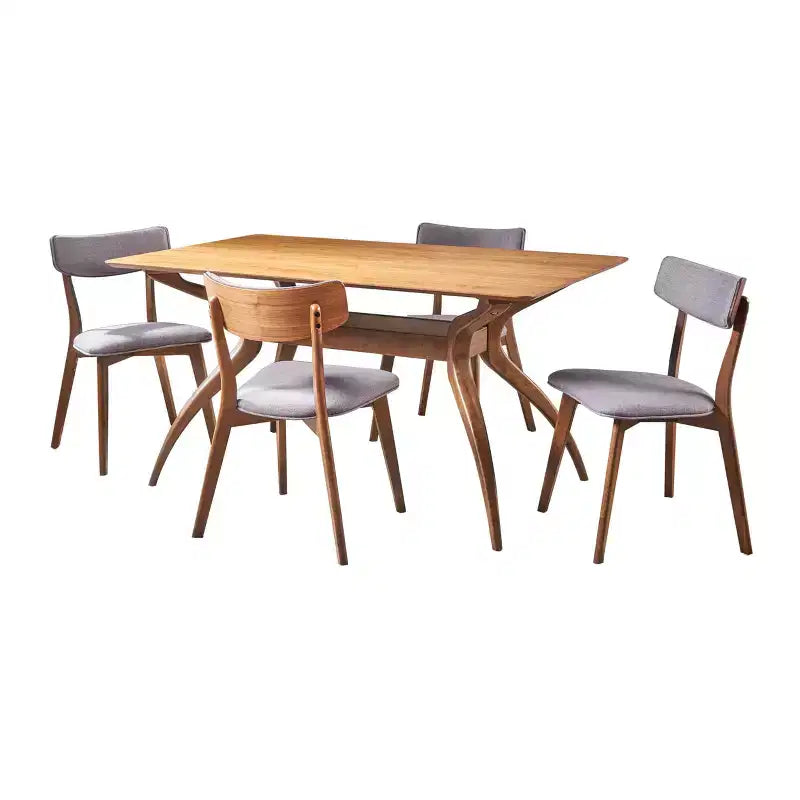 Beige / Grigio / Menta | Sala da pranzo Mid-Century | 4 posti | 5 pezzi