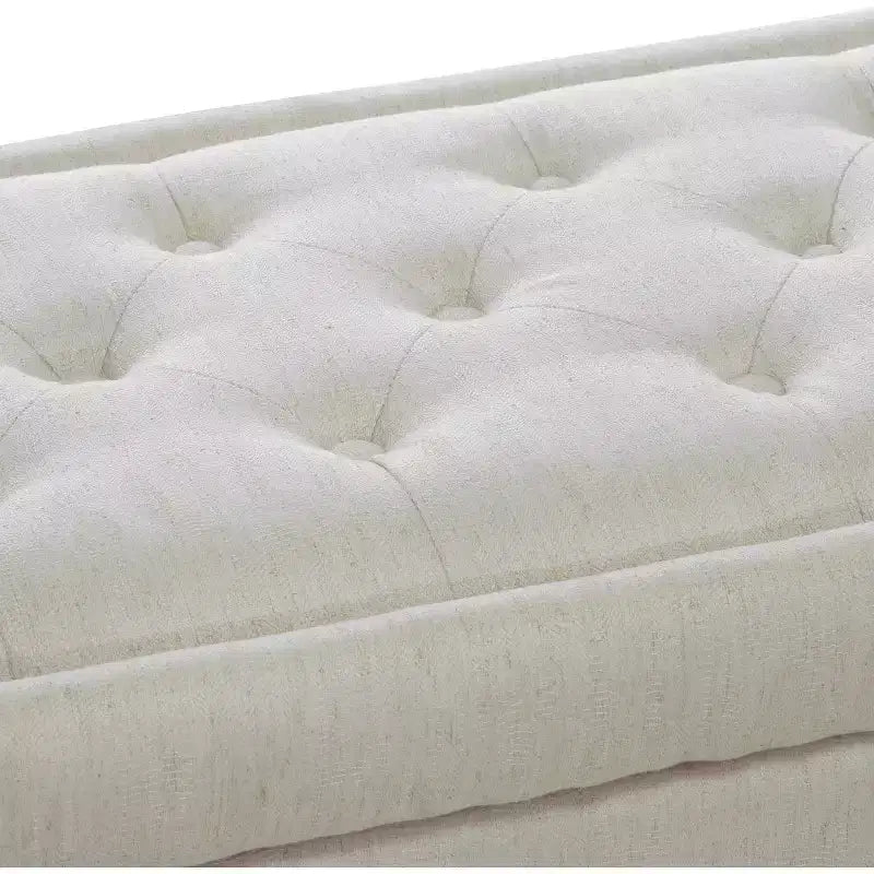 Pouf contenitore in tessuto trapuntato grigio con gambe in legno, 1 posto