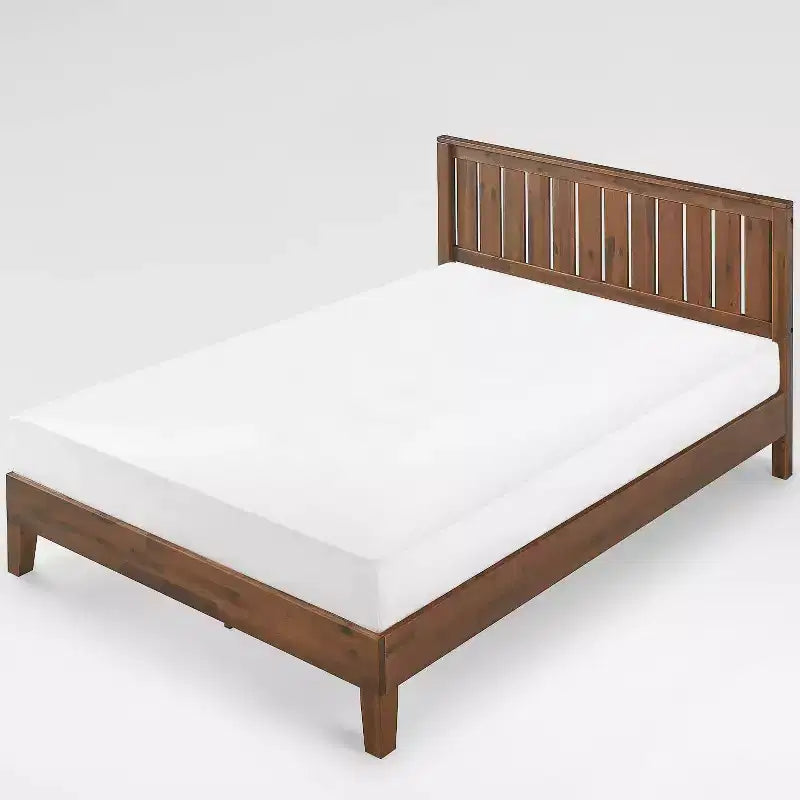 Letto a piattaforma in legno naturale color espresso con testiera – King, 2 persone