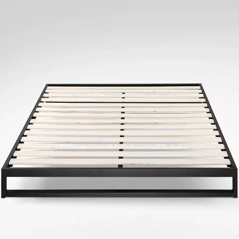 Telaio letto a piattaforma in metallo nero, queen size, senza testiera, per 1-2 persone