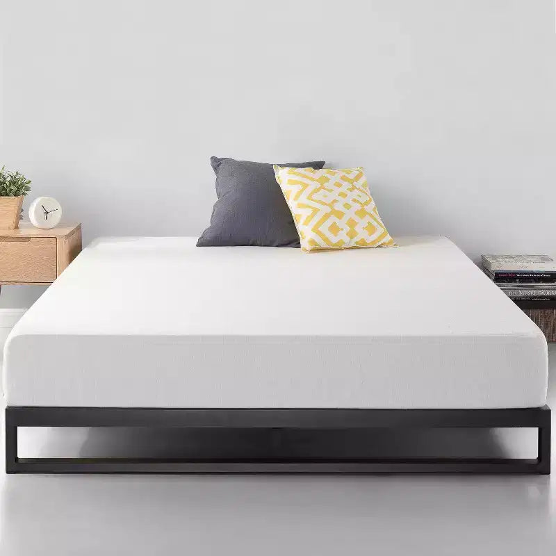Telaio letto a piattaforma in metallo nero, queen size, senza testiera, per 1-2 persone
