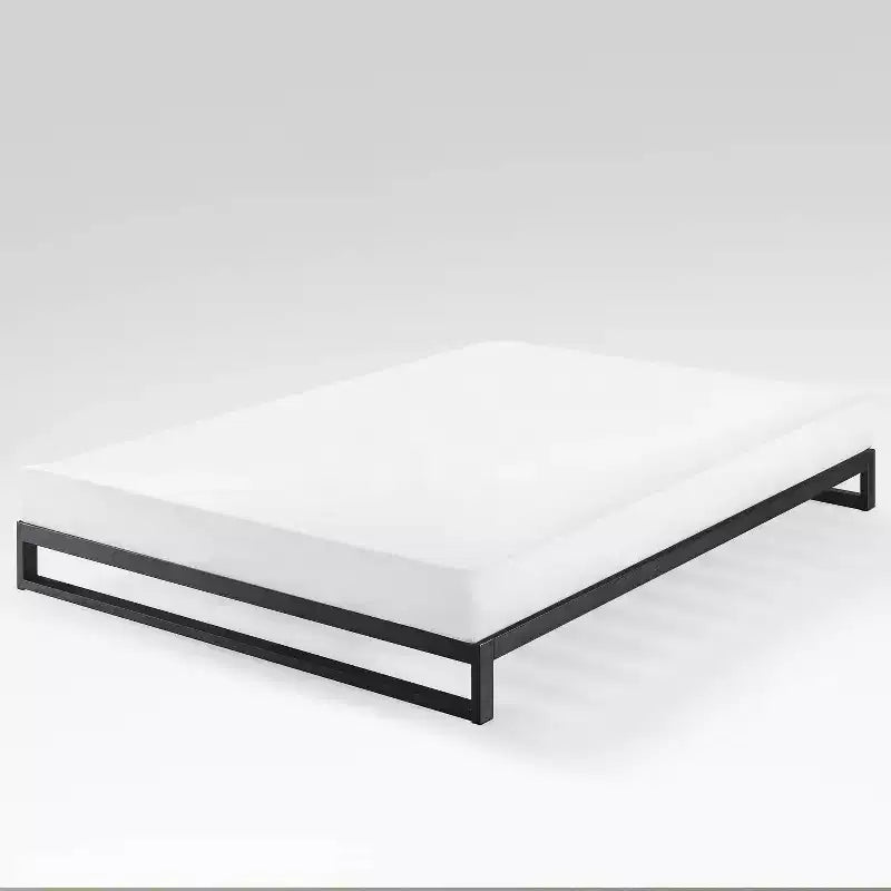 Telaio letto a piattaforma in metallo nero, queen size, senza testiera, per 1-2 persone