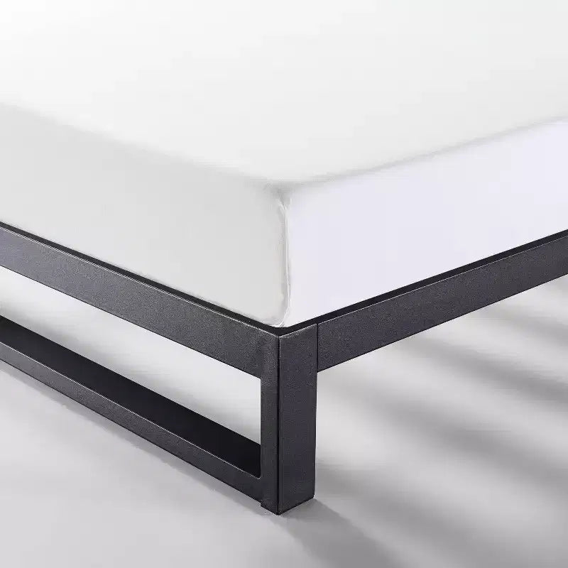 Telaio letto a piattaforma in metallo nero, queen size, senza testiera, per 1-2 persone