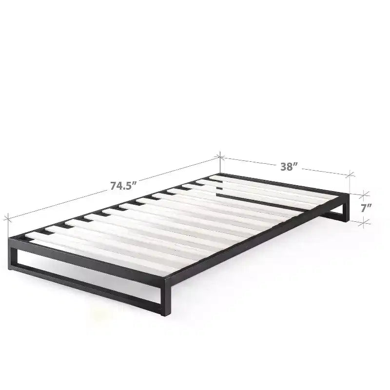 Telaio letto a piattaforma in metallo nero, queen size, senza testiera, per 1-2 persone